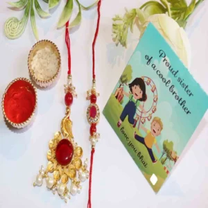 Royal Ruby Pendant Couple Rakhi Pair