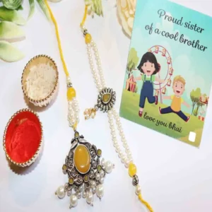 Sunflower Pearl Couple Rakhi Pair