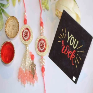 Pearl Circle Tassel Couple Rakhi Pair