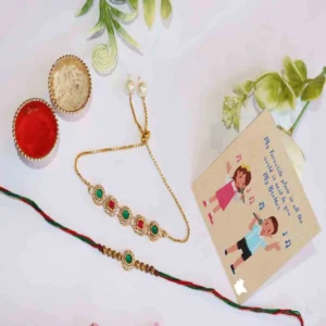 Emerald Designer Couple Rakhi Pair