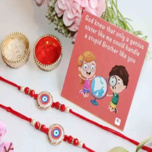 Nazar Suraksha Designer Rakhi with Roli Chawal & Card