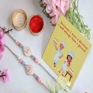 Pastel Charm Protective Rakhi with Roli Chawal & Card