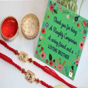 Luxury Rakhi Hamper: Set of 2 with Roli Chawal & Card