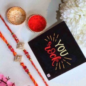 Premium Rakhi Set of 2 with Roli Chawal & Greeting Card