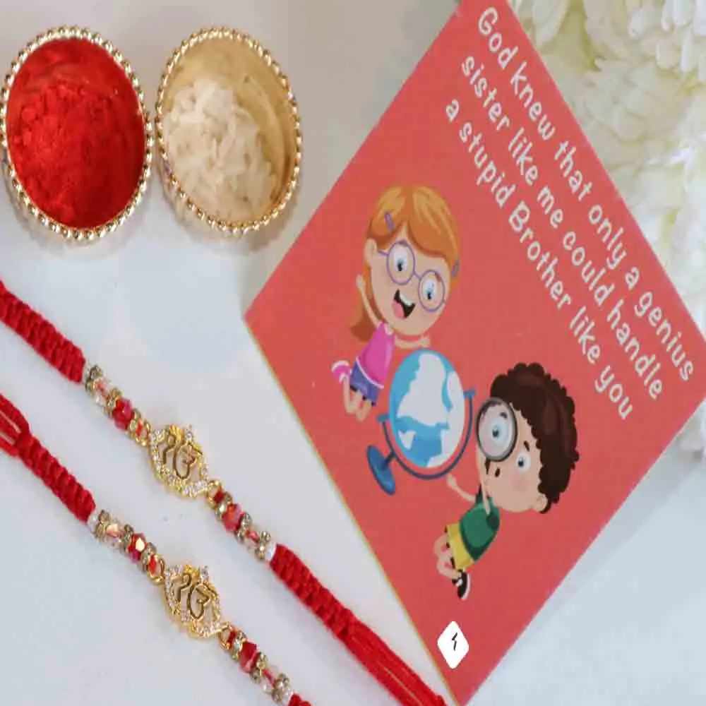 Exclusive Rakhi Combo of 2 with Festive Card & Roli Chawal - Image 2