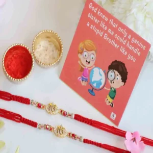 Exclusive Rakhi Combo of 2 with Festive Card & Roli Chawal