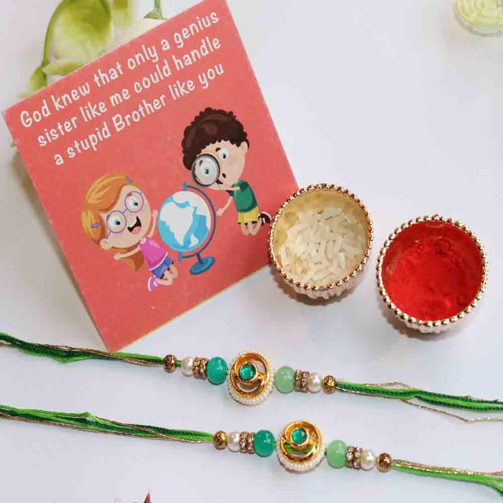 Everyday Value Rakhi Set (2 Pack) + Roli Chawal + Card