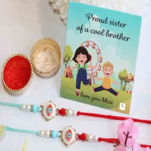 Traditional Rakhi Value Pack: 2 Rakhis, Roli Chawal & Card
