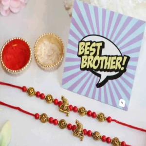 Budget-Friendly Rakhi Bundle: 2 Rakhis + Roli Chawal + Card