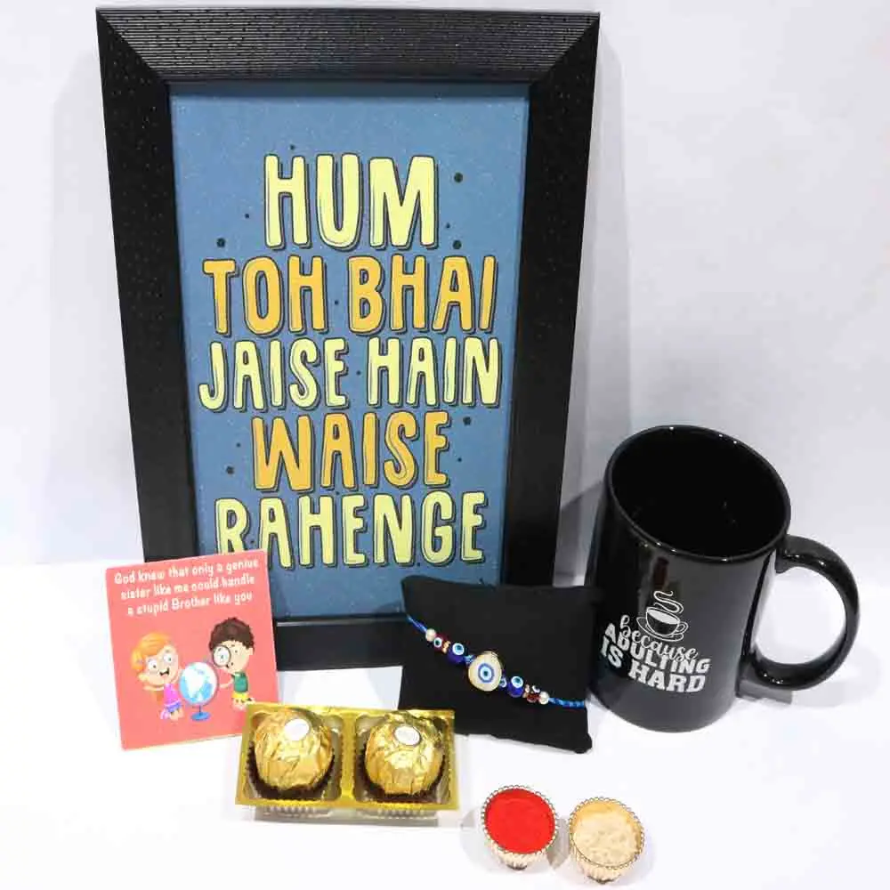 Black Mug & Ferrero Rakhi Hamper